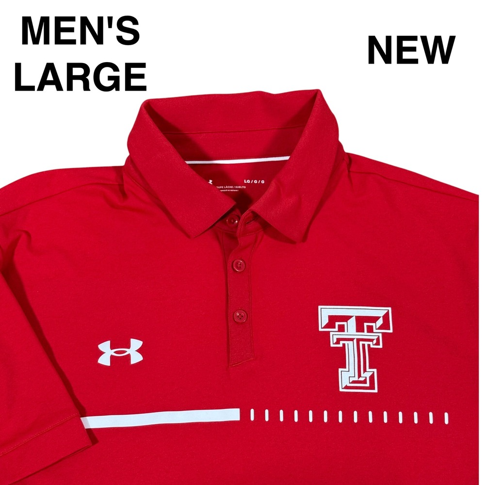 Texas Tech Under Armour Red Raiders Polo‎ Golf Shirt Men's Large Red NEW
